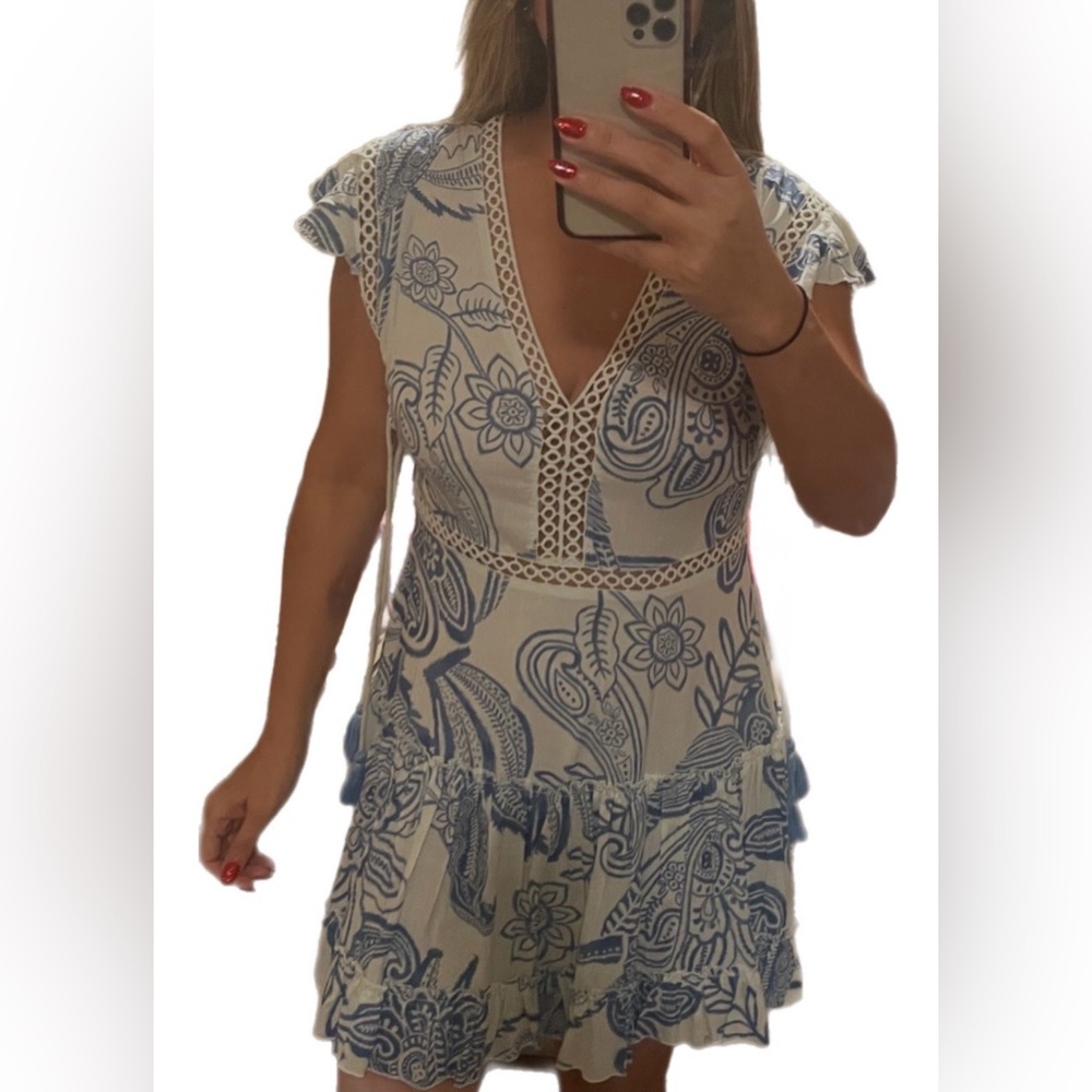 Blue and White Floral Dress